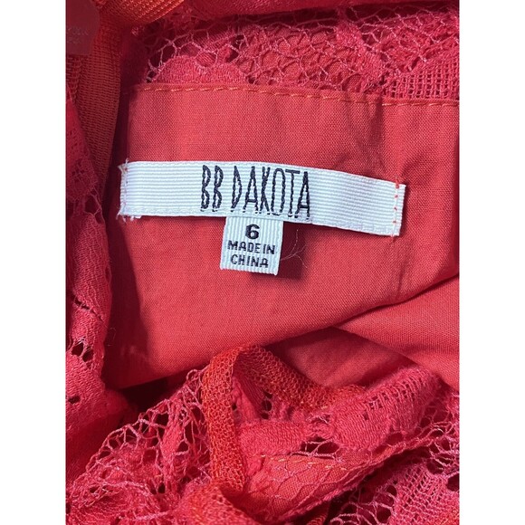 BB Dakota When The Night Comes Floral Red Lace Dress ModCloth Valentines Size 6 - Picture 8 of 9